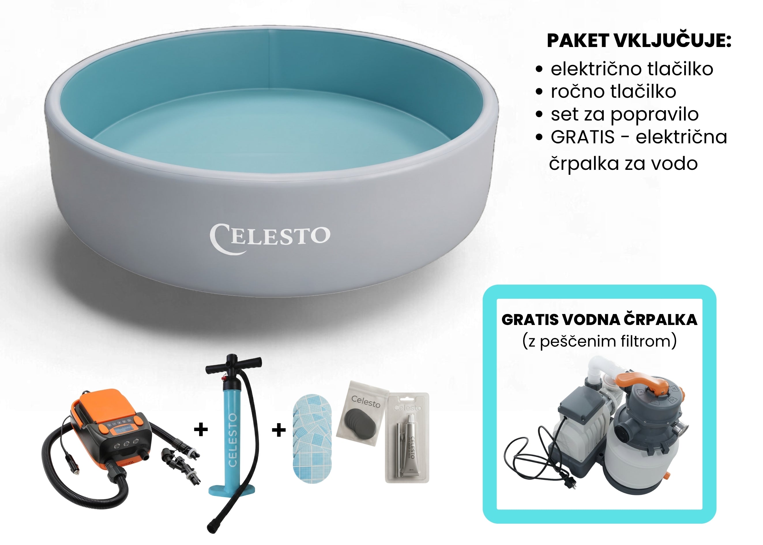 Celesto napihljivi bazen + Darilo🎁