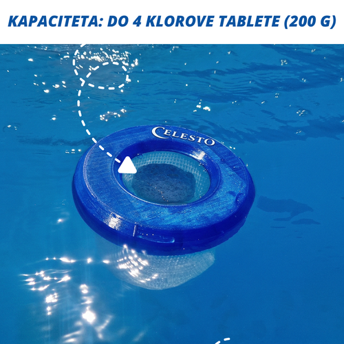 Celesto plavajoči dozirnik za klorove tablete (200g ali 20g) Celesto